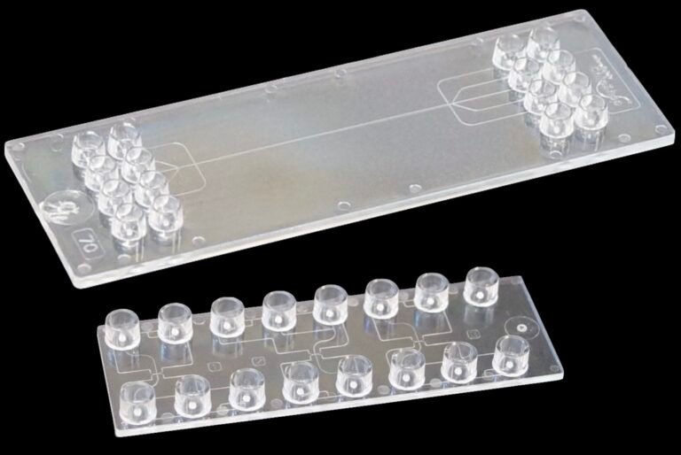Two microfluidic mixing and droplet generation devices that are commercially available.